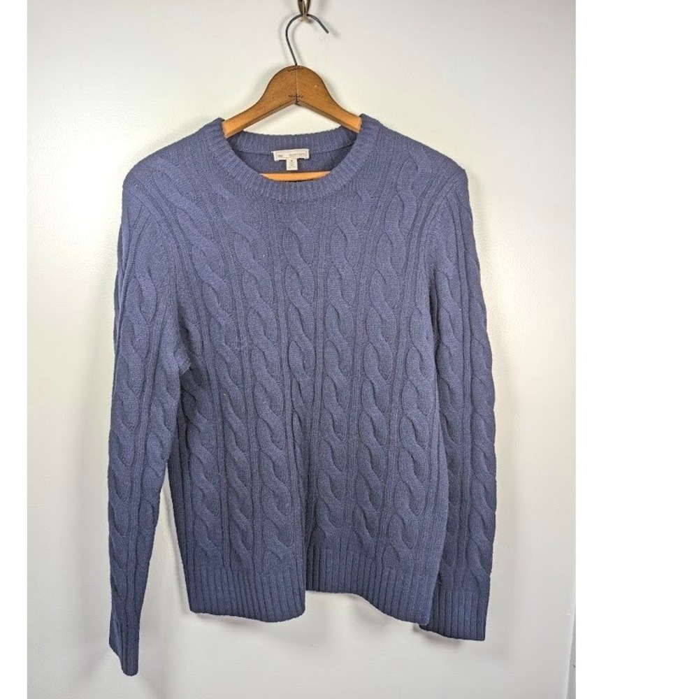 Gap Lambswool Sweater Men's Size Medium Cable Knit Chunky Fisherman Wool Winter